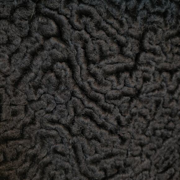 Vintage Black Curly Persian Lamb Jacket Coat Faux Mink Collar 1960s Size L - Picture 3 of 9